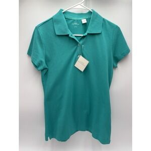 Lady Hathaway Polo Shirt Womens Medium Teal Stretch Cotton Golf Casual Top